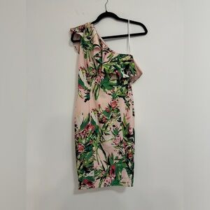 Tommy Hilfiger women’s one shoulder, pink and green dress